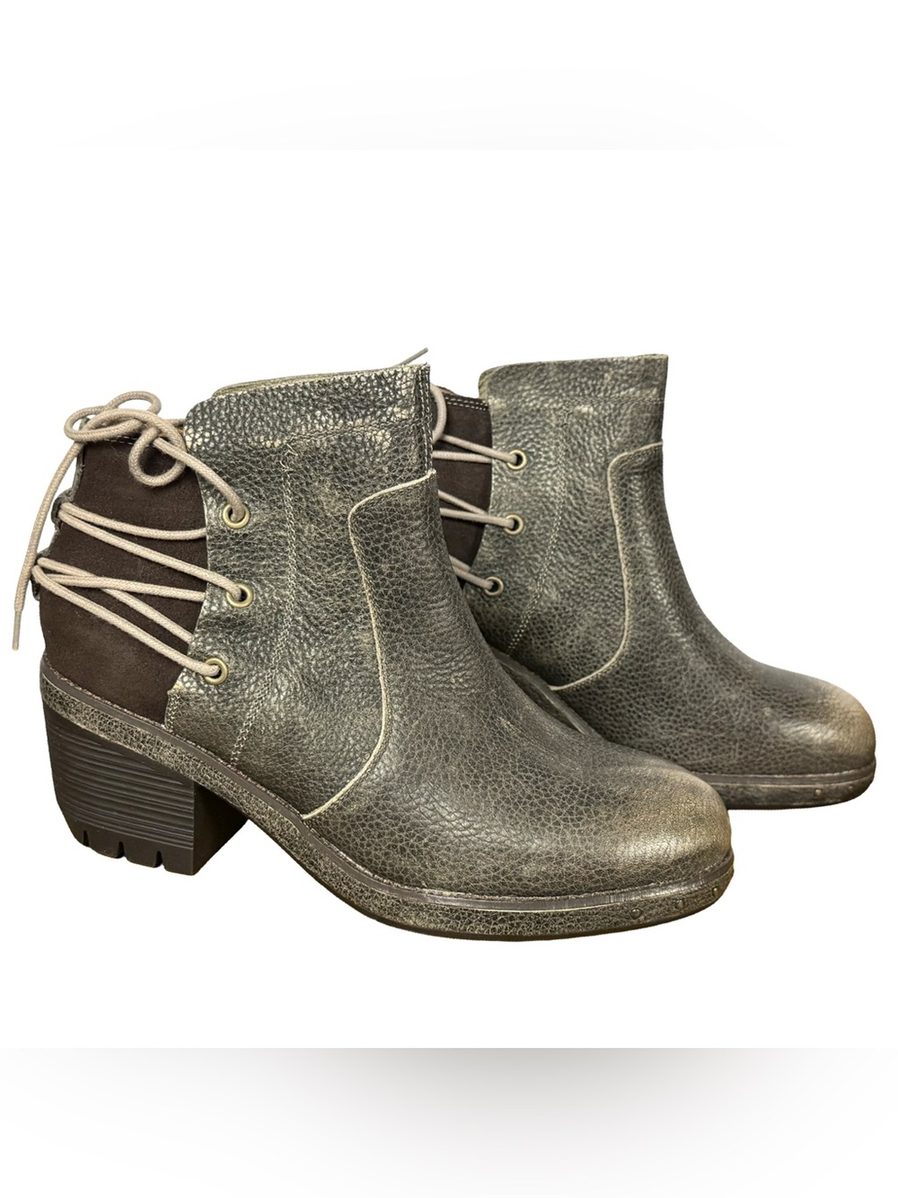 Caterpillar Grey Brown Distressed Leather Ankle Boots Women's US 10M EU 41